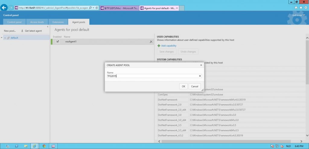 Figure 3. Agent Pool Creation